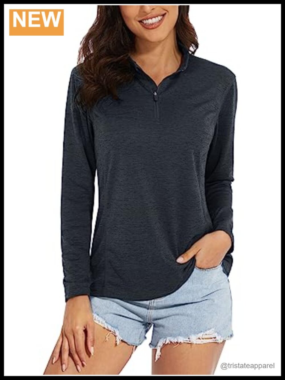 UPF 50+ Sun Shirt 1/4 Zip Quick Dry Long Sleeve Athletic Pullover Hiking Top